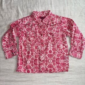 Cowgirl Hardware Western Floral Button-Down Shirt Pink & White Size 4T
